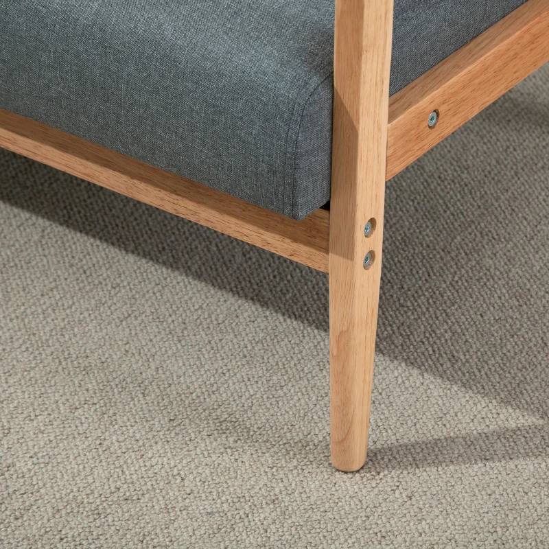 HOMCOM 45" 2 Seat Sofa, Upholstered Two Seater Couch with Rubber Wood Legs for Bedroom, Living Room, Dark Grey