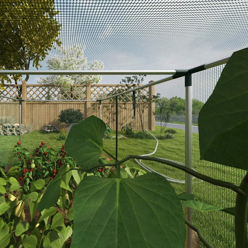 Outsunny Galvanized Steel Crop Cage, Plant Protection Tent with Zippered Door, 8' x 4', Green