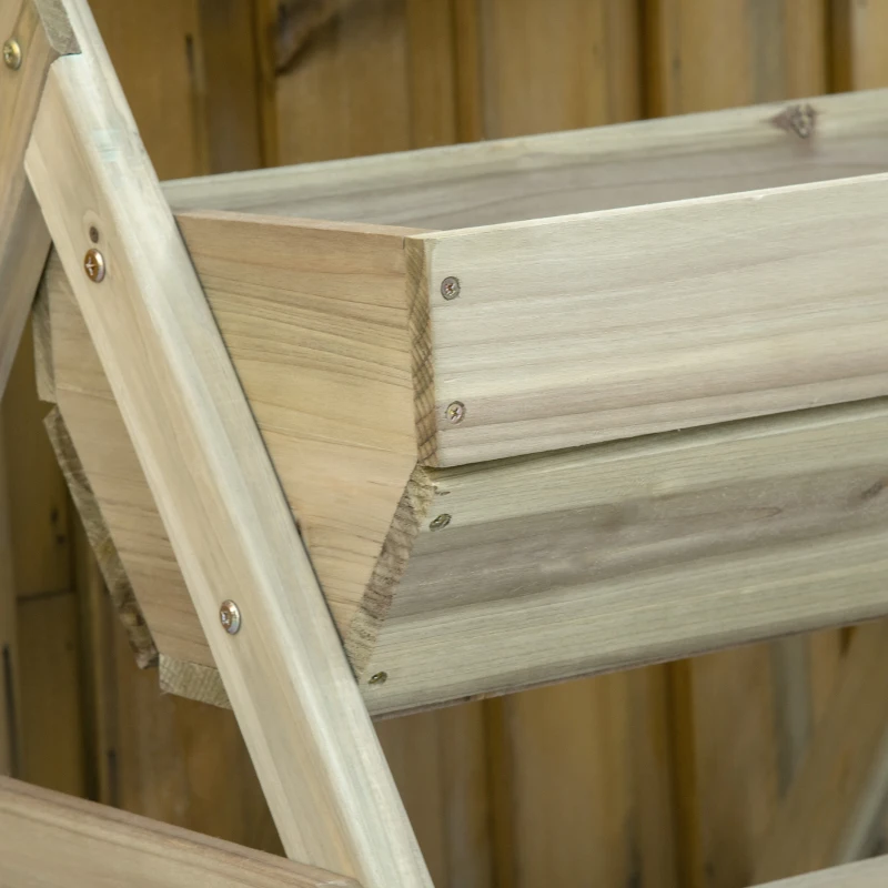 Outsunny 3 Tier Elevated Planter Box, Vertical Wooden Raised Garden Bed for Flowers, Vegetables, Herbs, 26" x 30" x 30", Green