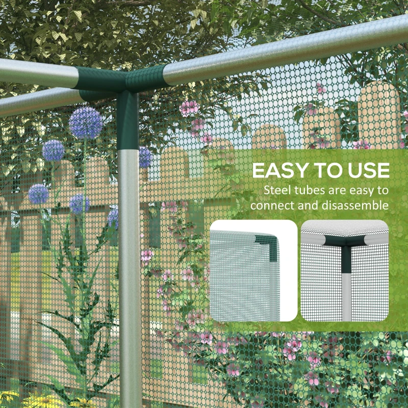 Outsunny Galvanized Steel Crop Cage, Plant Protection Tent with Zippered Door, 8' x 4', Green