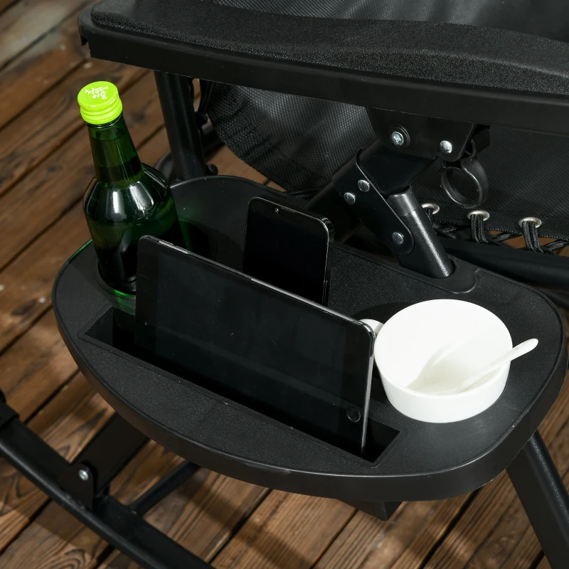 Outsunny 2 Outdoor Rocking Chairs Foldable Reclining Zero Gravity Lounge Rockers w/ Pillow Cup & Phone Holder, Black