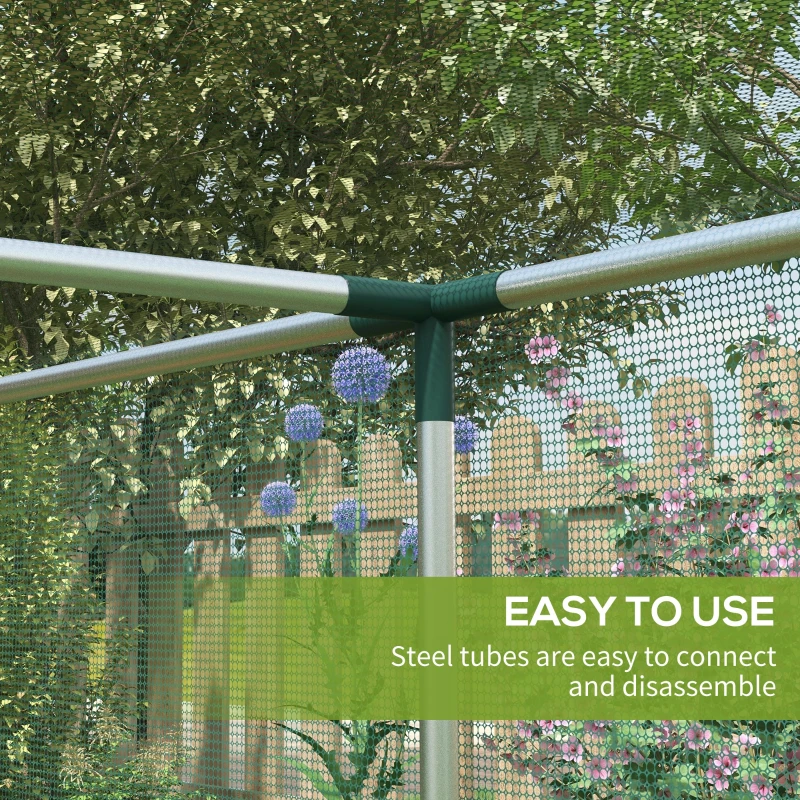 Outsunny Galvanized Steel Crop Cage, Plant Protection Tent with Zippered Door, 12' x 4', Green