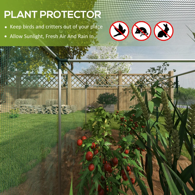 Outsunny Galvanized Steel Crop Cage, Plant Protection Tent with Zippered Door, 12' x 4', Green