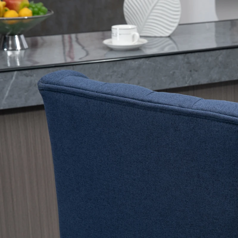 HOMCOM Swivel Bar Stools Set of 2, 30" Bar Height Stools with Linen Upholstery and Button Tufted Design for Kitchen