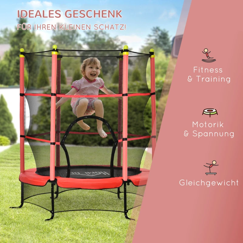 Soozier 5.3' Kids Trampoline with Safety Enclosure for 3-10 Years, Red