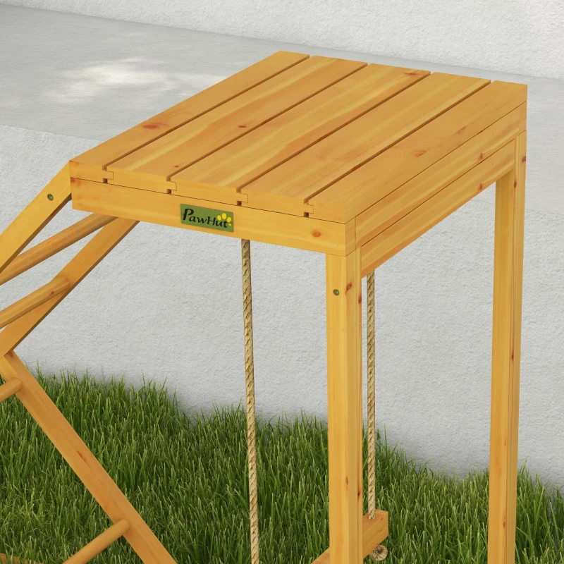 PawHut Chicken Activity Play for Healthy & Happy Animals with Chicken Perches & Hen Ladder, Chicken Coop Toy, Yellow