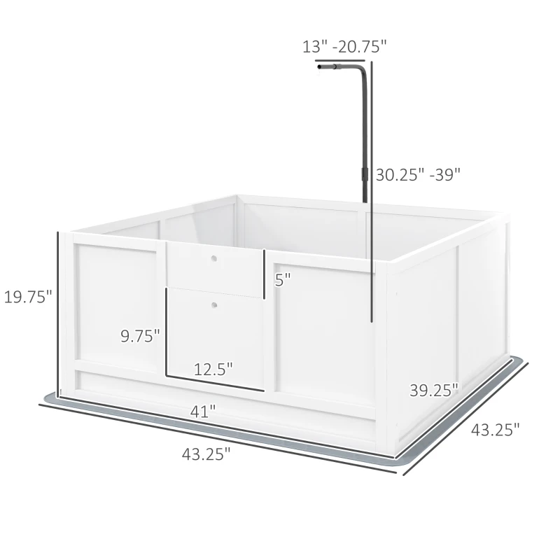 PawHut Dog Whelping Box with Waterproof Mat, Retractable Light Stand, Pig Rail, Adjustable Door, 41" x 39"