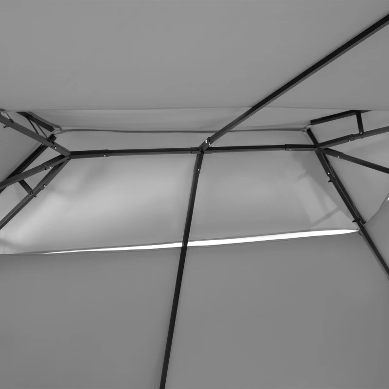 Outsunny 10' x 13' Patio Gazebo, 2-Tiers Outdoor Canopy Sunshade Shelter with Curtains, Dark Grey