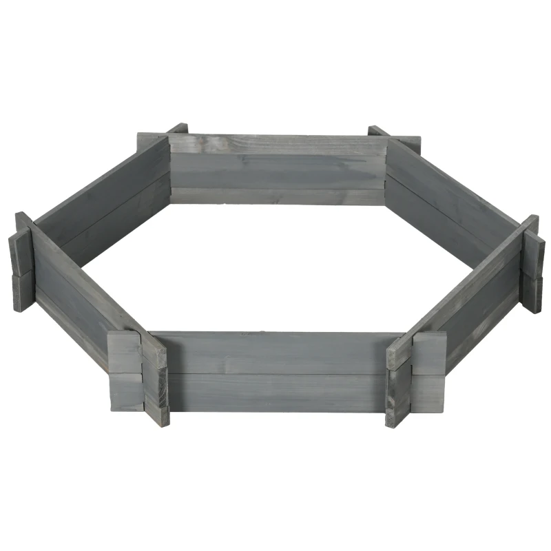 Outsunny 39" x 36" Screwless Hexagon Planter Box, Raised Garden Bed, Herb Garden for Vegetables, Flowers, Grey