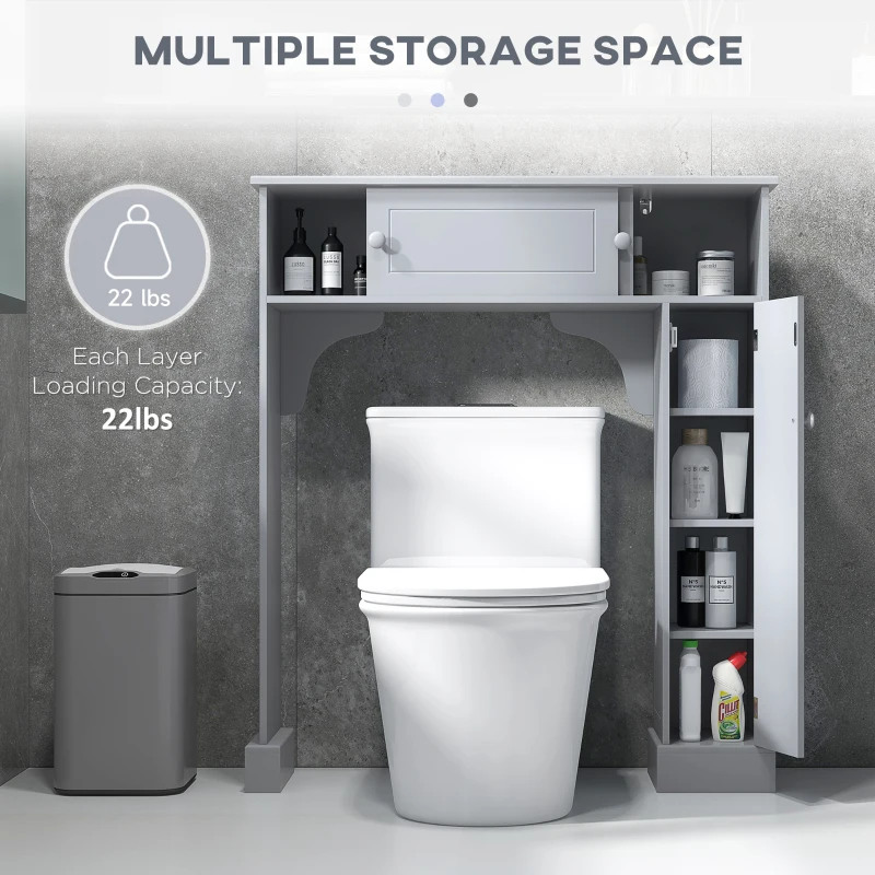 kleankin Over Toilet Bathroom Organizer, Freestanding Over the Toilet Storage Cabinet with Adjustable Shelves, Toilet Rack