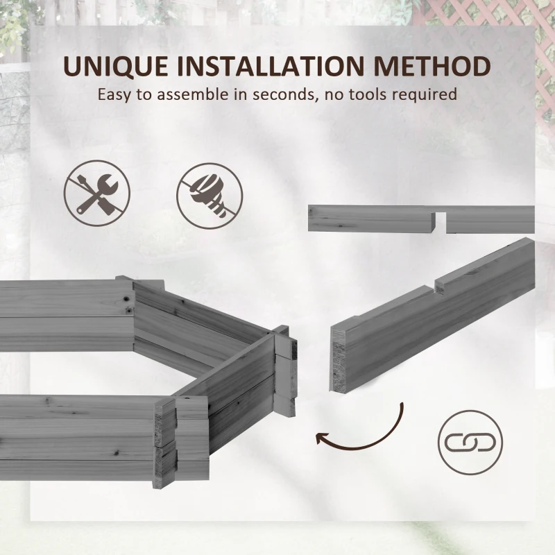 Outsunny Easy DIY Hexagon Raised Garden Bed, Screwless Planter Box for Herb, Flower, and Vegetable Gardening