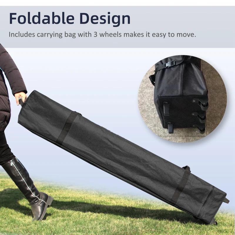 Outsunny 10' x 20' Pop Up Canopy Tent, Outdoor Easy up Tent with 3-Level Adjustable Height, Wheeled Carry Bag, Dark Blue