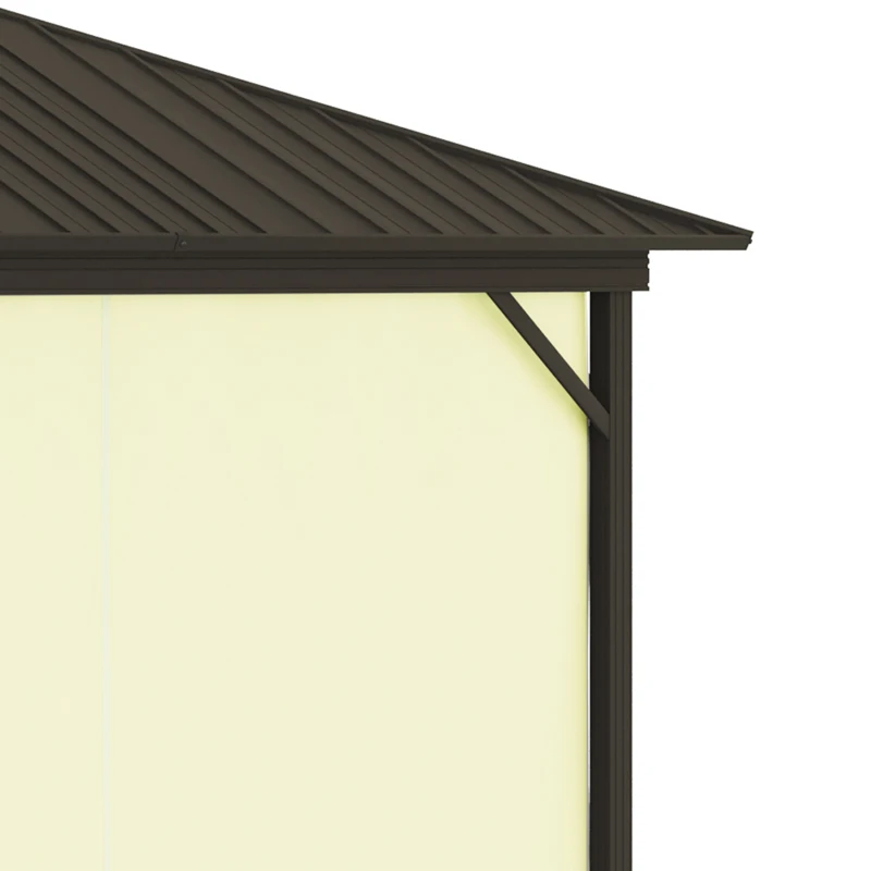 Outsunny 11.9" x 9.8" Hardtop Gazebo with Curtains Netting, Metal Roof Gazebo Canopy with Aluminum Frame and Top Hook, Cream