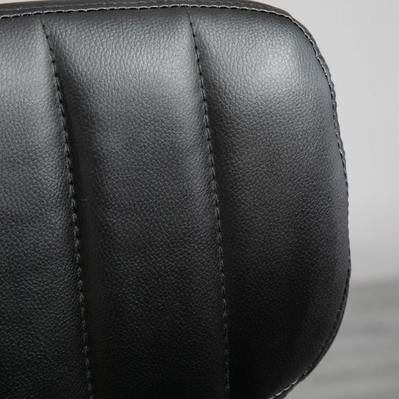 HOMCOM Height Adjustable Salon Stool, PU Leather Rolling Stool with Back, Wheels for Beauty, Spa, Tattoo, Home Office, Black