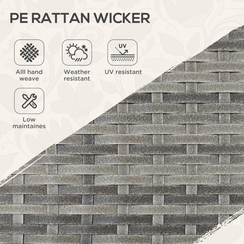 Outsunny Patio PE Wicker Garden Serving Cart with 2-Tier Shelf, Outdoor Wheeled Rattan Food Cart with Drawer, Handles, for Poolside, Garden, Mixed Grey