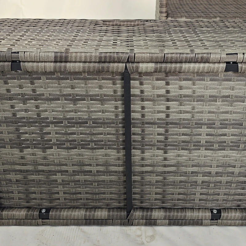 Outsunny Patio PE Wicker Garden Serving Cart with 2-Tier Shelf, Outdoor Wheeled Rattan Food Cart with Drawer, Handles, for Poolside, Garden, Mixed Grey