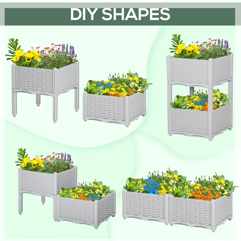 Outsunny 2-Piece Raised Garden Bed with Legs, Self-Watering Planter Box Raised Bed to Grow Flowers, Herbs & Vegetables, Gray