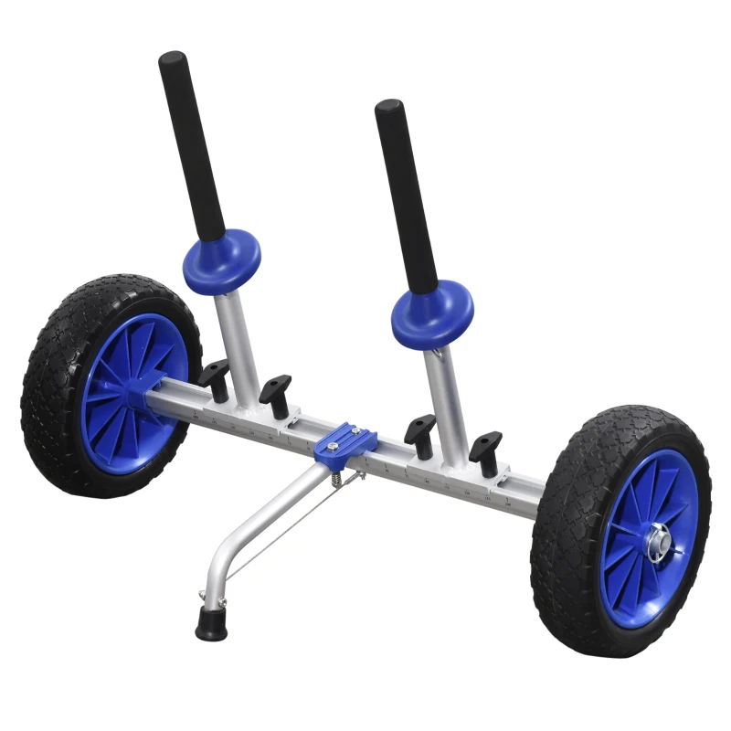 Soozier Aluminum Kayak Cart Adjustable Kayak Dolly with Wheels and Foldable Kickstand for Kayaks, Canoes, Paddleboards