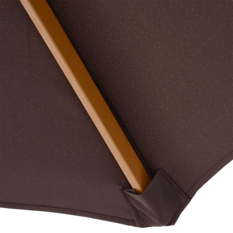 Outsunny 10' x 8' Wooden Patio Umbrella Garden Parasol Outdoor Sunshade Canopy with Bamboo Rib for Outdoor Coffee