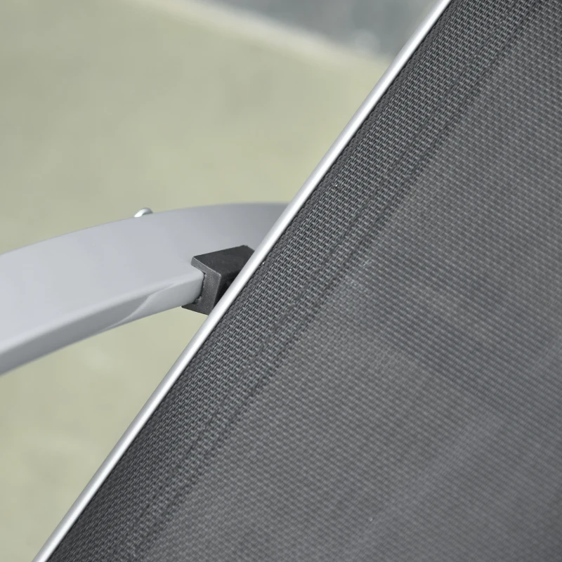 Outsunny 3 Pieces Outdoor Lounge Chair Set, 2 S-Shaped Lawn Chairs and a Glass Table for Patio, Yard, Black