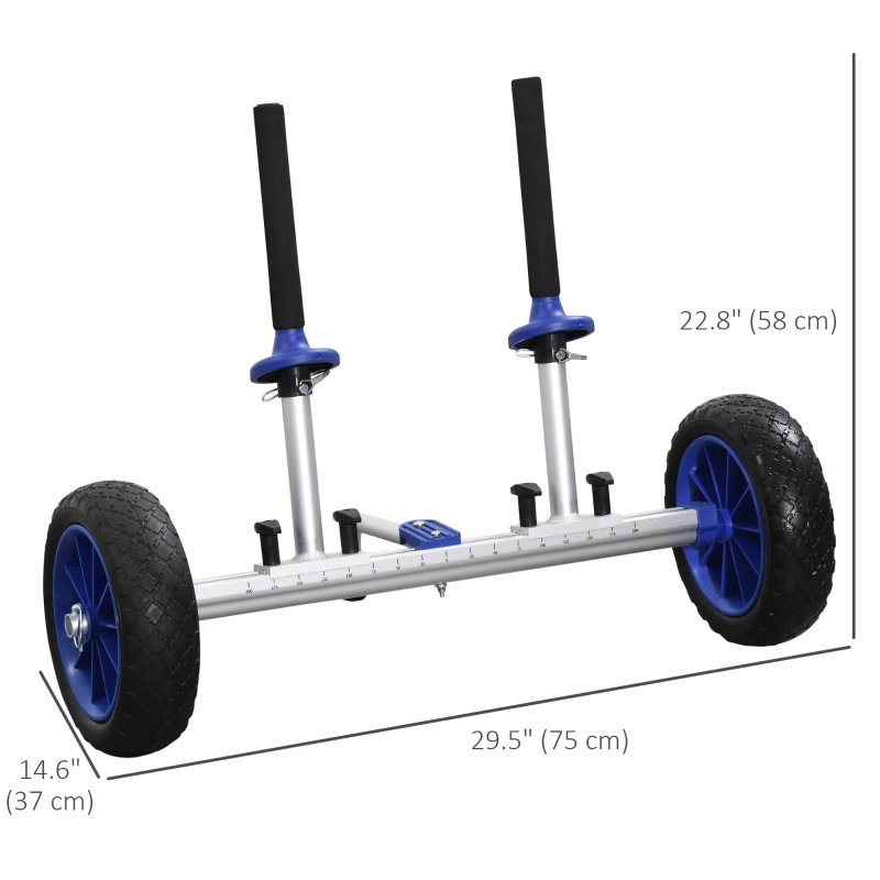 Soozier Aluminum Kayak Cart Adjustable Kayak Dolly with Wheels and Foldable Kickstand for Kayaks, Canoes, Paddleboards