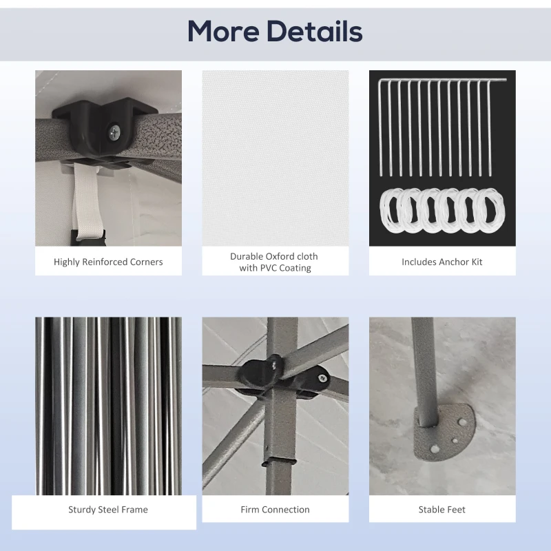 Outsunny 10' x 20' Pop Up Canopy Tent, Outdoor Easy up Tent with 3-Level Adjustable Height, Wheeled Carry Bag, White