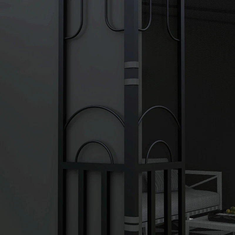 Outsunny 10' x 13' Wall Pergola, Outdoor Gazebo with 2 Curtains and 2 Nettings, UV Resistant, for Patio, Deck, Dark Grey