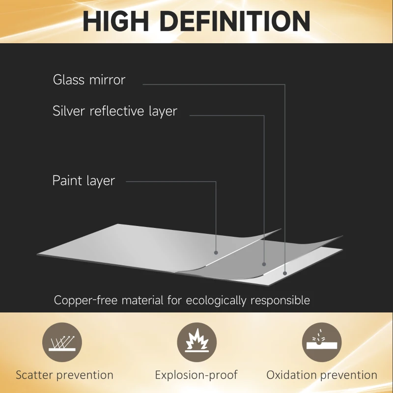 HOMCOM Dimming Full Length Mirror, 47" x 16" Long Wall Mirror with 3 Colour LED, Smart Touch, Memory Function