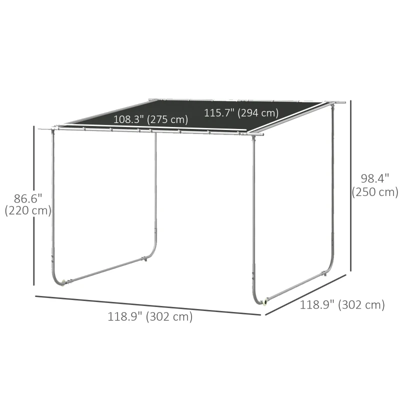 Outsunny 10' x 10' Mobile Pergola Kit, Portable Garden Gazebo with Wheels, Sandbags, Steel Frame, UV-resistant