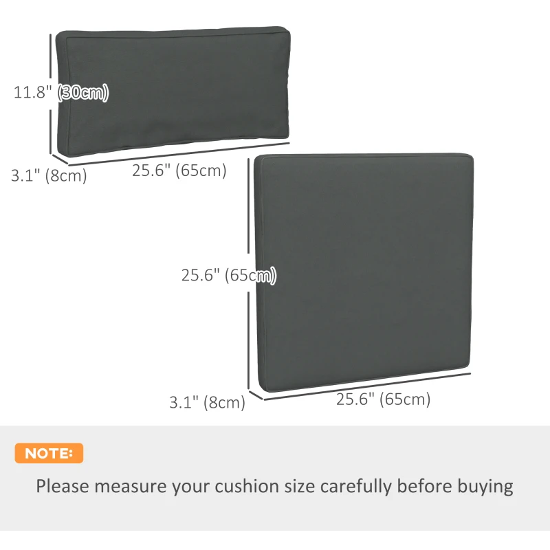 Outsunny Replacement Cushions for Rattan Furniture, 14 Piece Outdoor Seat Cushion Pad for Patio Set, 7 Seat and 7 Back, Grey