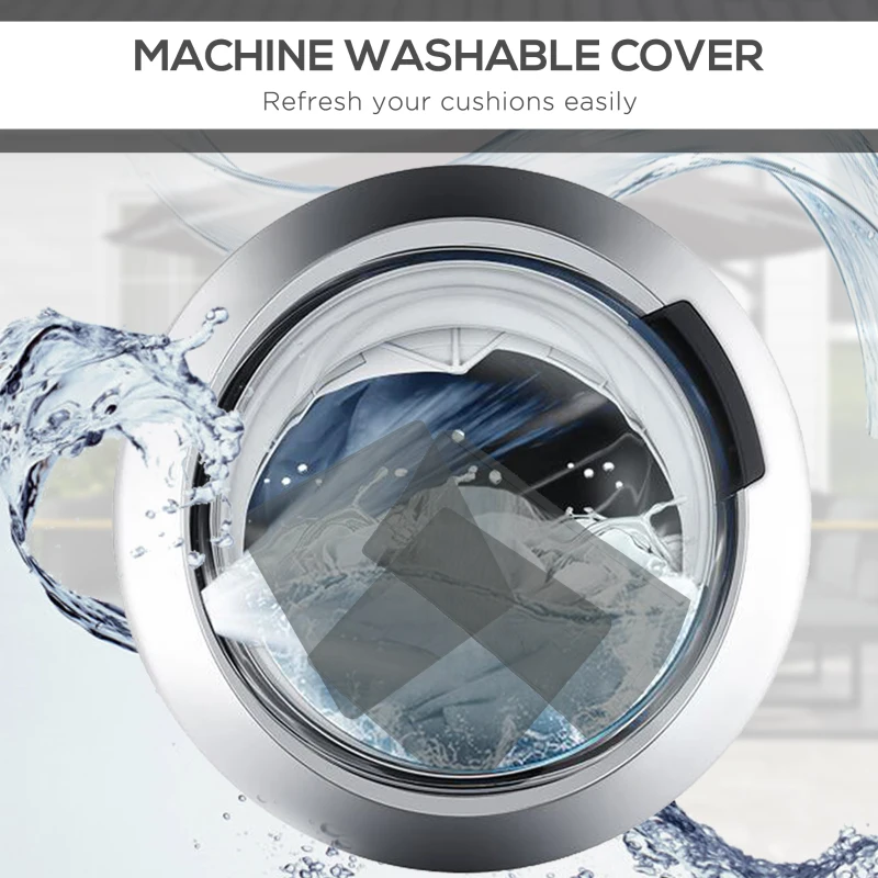 Outsunny Replacement Cushions for Rattan Furniture, 14 Piece Outdoor Seat Cushion Pad for Patio Set, 7 Seat and 7 Back, Grey