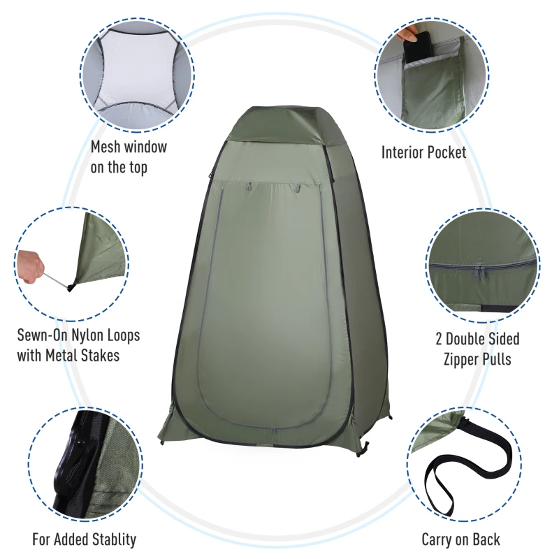 Seaweed Green Popup Shower Tent - Portable Changing Room