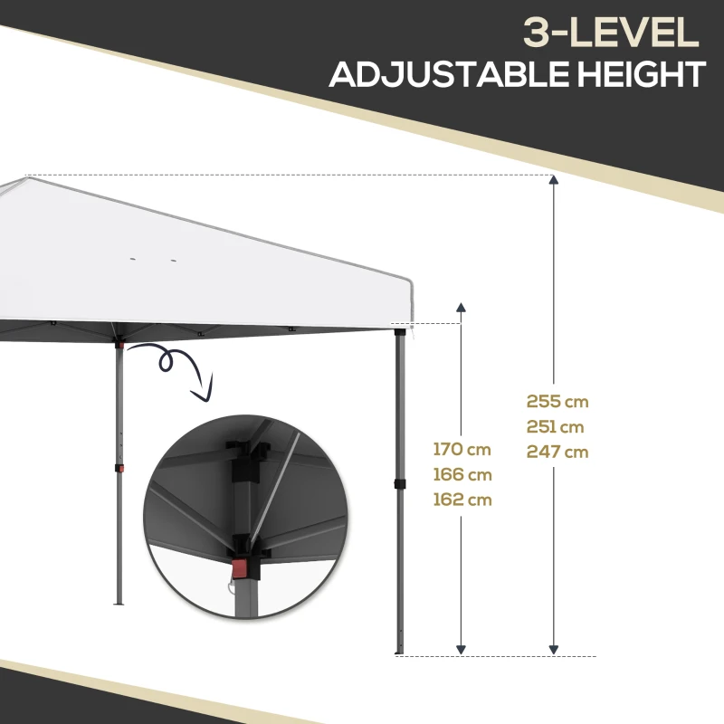 Outsunny 9.7' x 9.7' Pop Up Canopy with Sidewalls, Portable Canopy Tent with 2 Mesh Windows, Reflective Strips, Carry Bag, White
