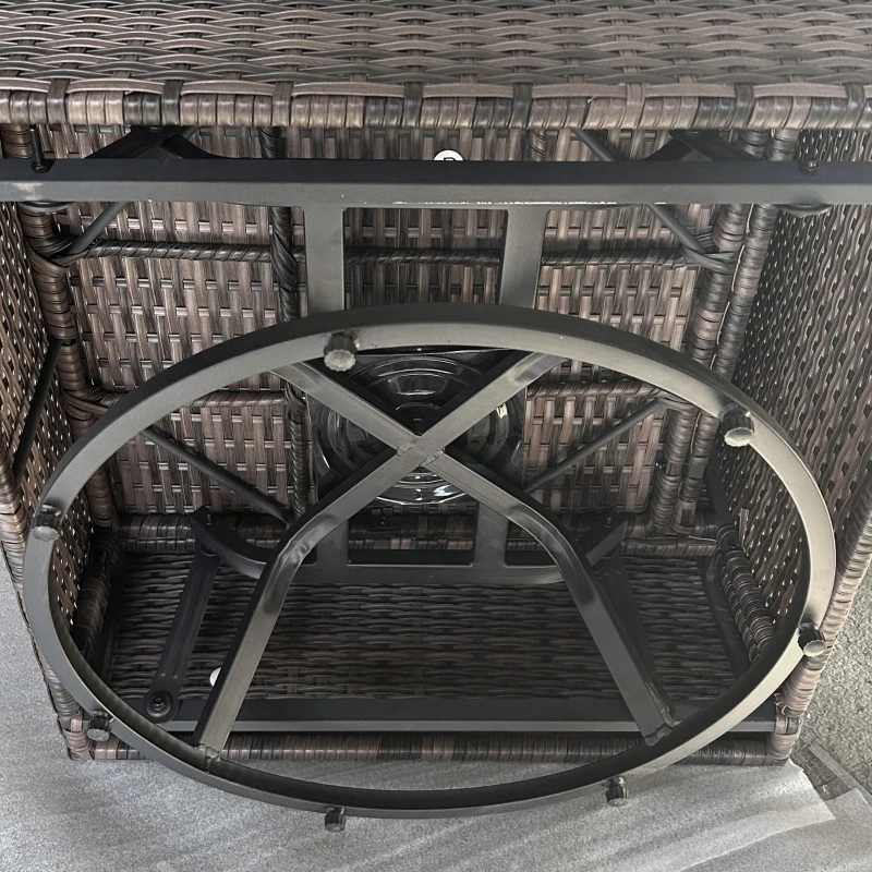 Outsunny 6-Piece Rattan Patio Furniture Set with 3-Seater Sofa, Swivel Rocking Chairs, Footstools, 2 Tier Table, Mixed Gray