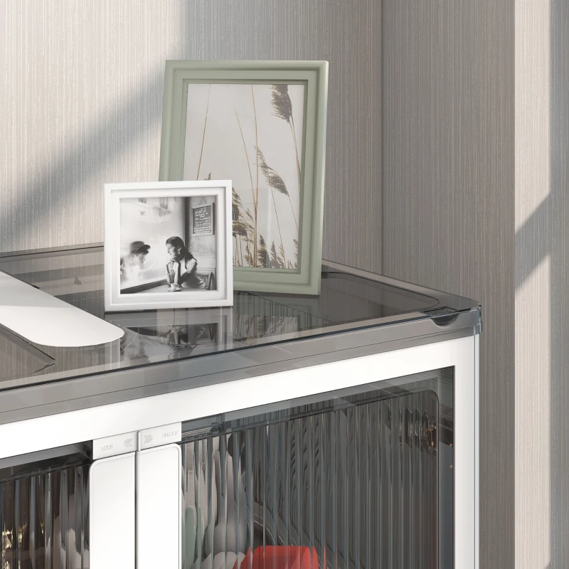 HOMCOM 18 Gal Stackable Storage Bins, 3-Pack Collapsible Closet Organizer with Lids, Mobile Plastic Drawer Container with 5-Sided Access for Clothes, Blankets, White