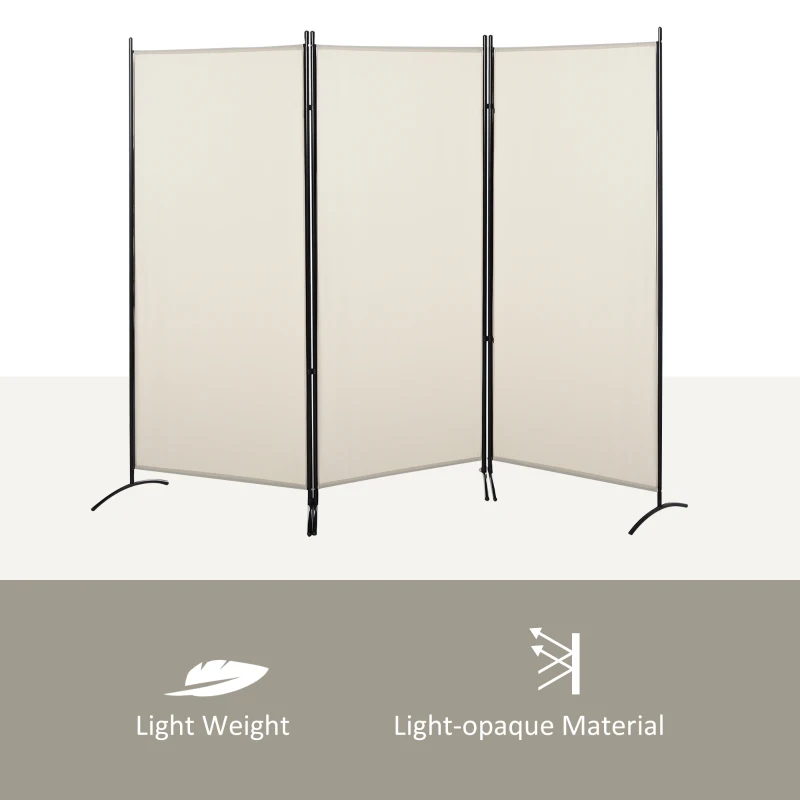 HOMCOM 6' 3 Panel Room Divider, Double Hinged Folding Wall Divider, Indoor Privacy Screen for Home Office, Beige