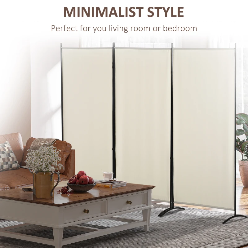 HOMCOM 6' 3 Panel Room Divider, Double Hinged Folding Wall Divider, Indoor Privacy Screen for Home Office, Beige