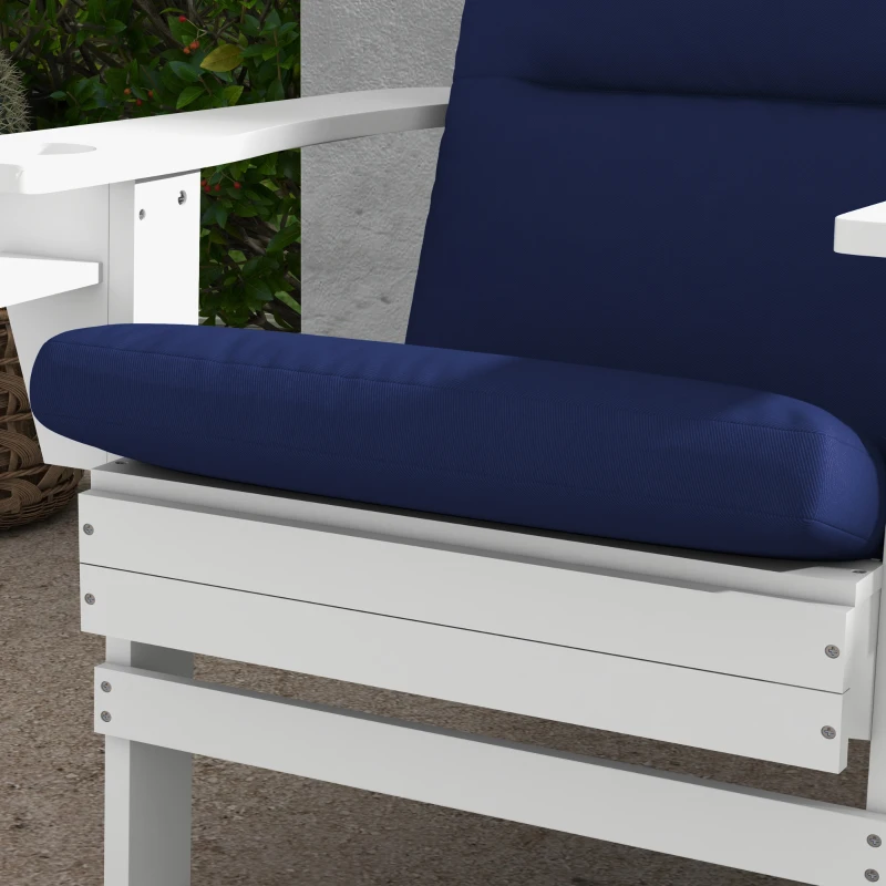 Outsunny Patio Chair Cushions for Adirondack Chair Replacement Cushions with Back and Ties, Set of 2, Blue