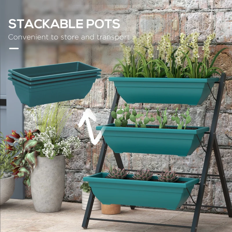 Outsunny 3-Tier Vertical Raised Garden Planter with 3 Boxes, Outdoor Plant Stand Grow Container for Vegetable Flowers