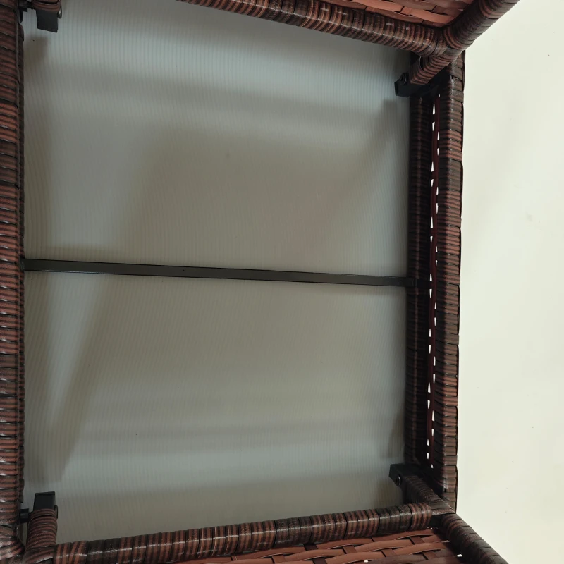 Outsunny Outdoor Rattan Foldable End Table, Metal Frame Patio Wicker Table, Coffee Table Side Table for Poolside, Lawn, Garden, Brown