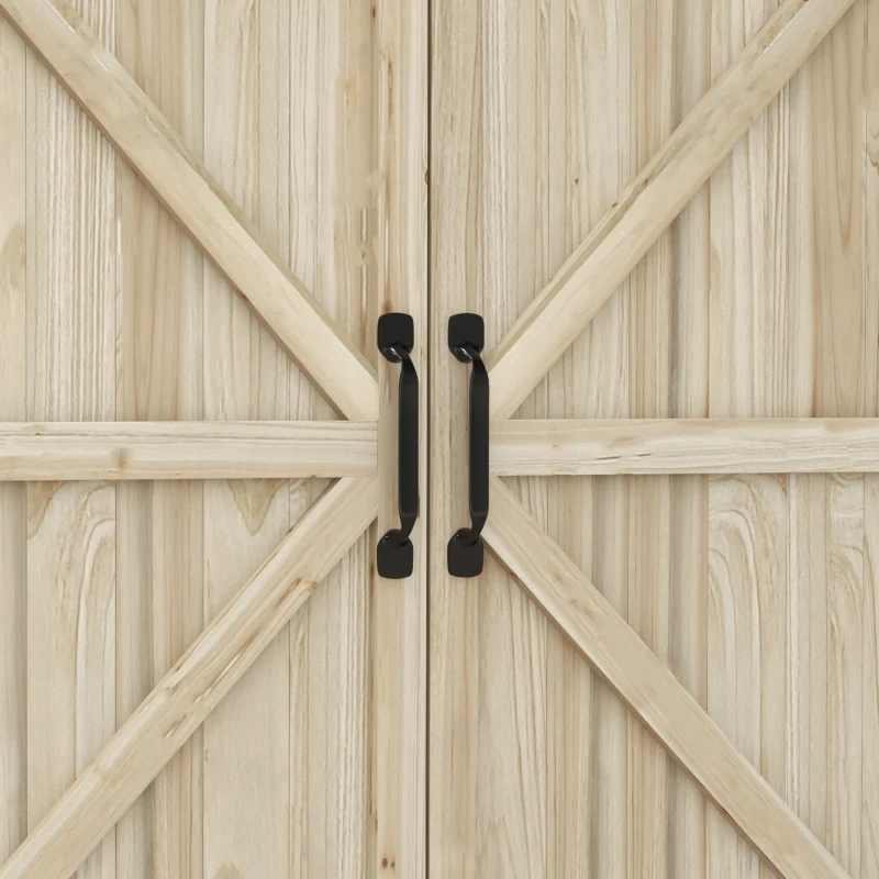 Outsunny Outdoor Wooden Potting Bench with Storage Cabinet, Shelves, Galvanized Plated Tabletop for Backyard, Balcony, Natural