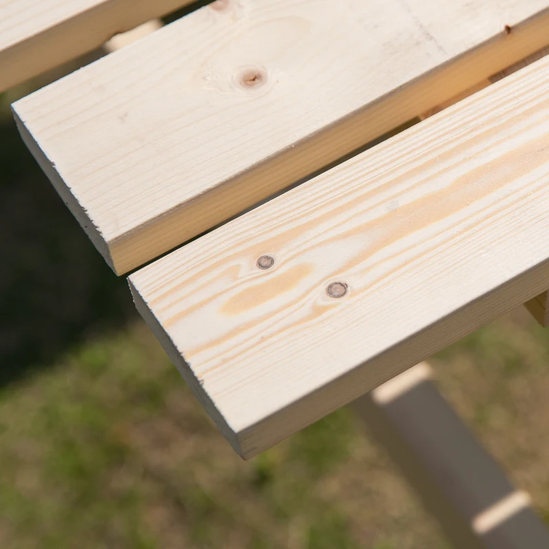 Outsunny Wood Picnic Table, Camping Table and Bench Set with Umbrella Hole for Outdoor, Garden, Patio, Backyard, Natural