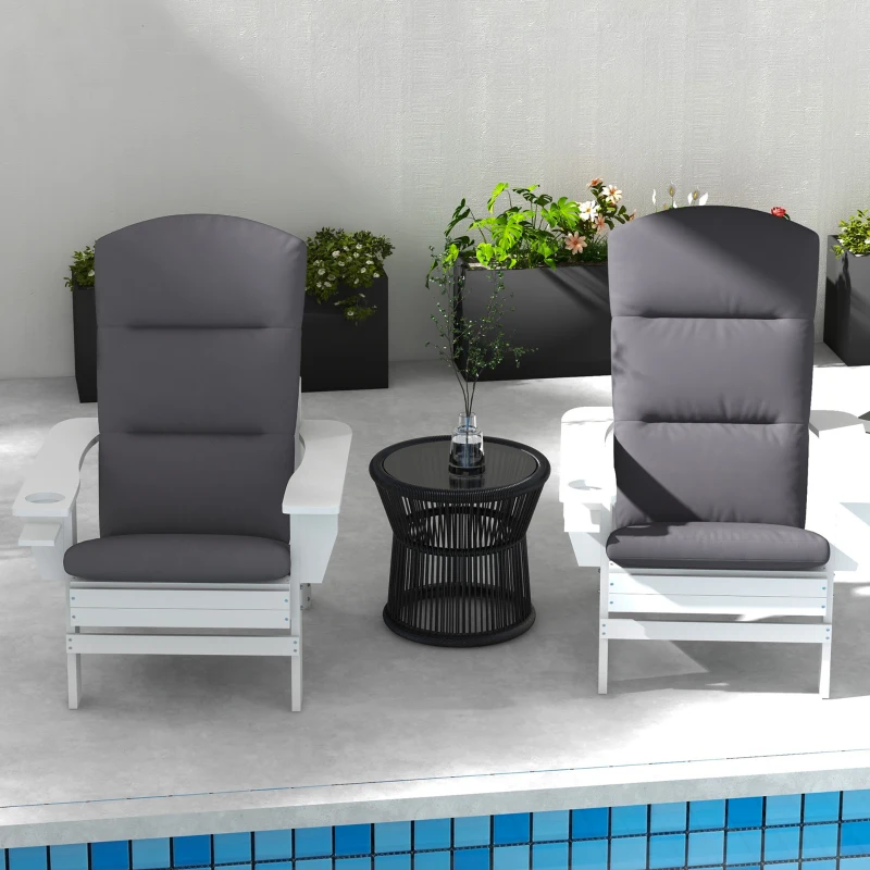 Outsunny Patio Chair Cushions for Adirondack Chair Replacement Cushions with Back and Ties, Set of 2, Grey