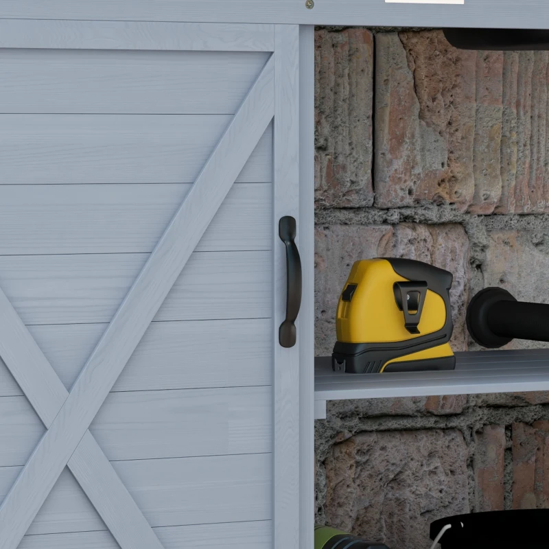 Outsunny Wooden Potting Bench with Storage, Sink, Water Tap for Backyard, Patio, Balcony, Gray