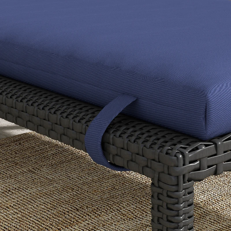 Outsunny Patio Chaise Lounge Chair Cushions Replacement Sun Lounger Pads with Headrest and Ties, Set of 2, Dark Blue