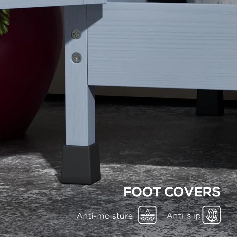 Outsunny Wooden Potting Bench with Storage, Sink, Water Tap for Backyard, Patio, Balcony, Gray