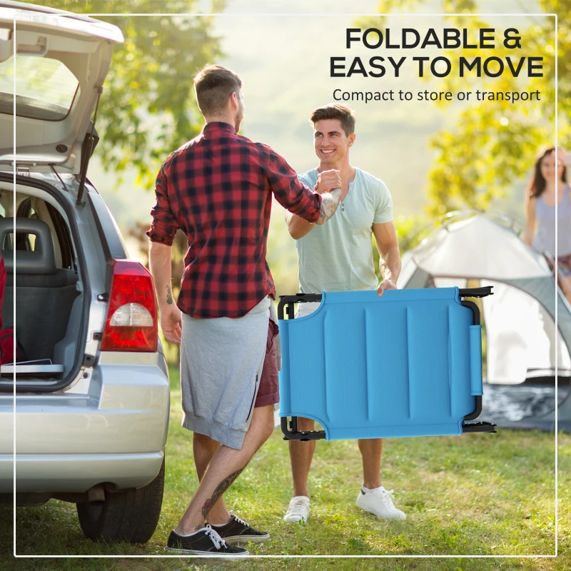 Outsunny Outdoor Lounge Chair, 4 Position Adjustable Backrest, Folding, Cushioned w/ Sun Shade Roof & Pillow, Blue