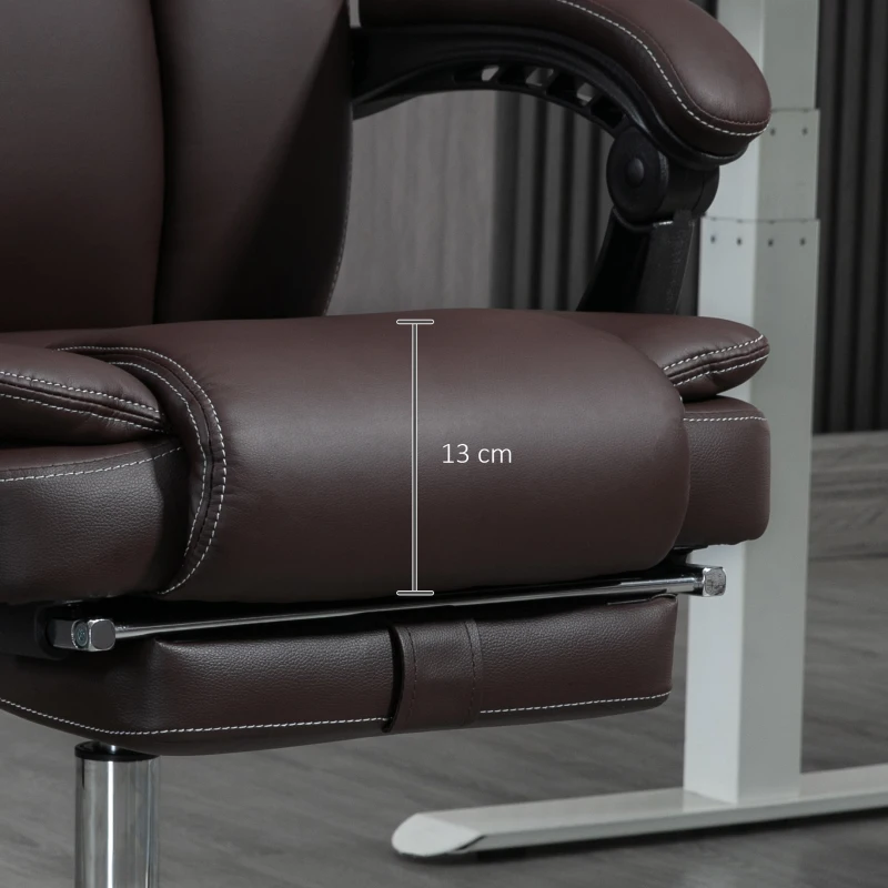 Vinsetto 6 Point Vibration Massage Office Chair, PU Leather Reclining Computer Chair with Adjustable Height, Brwon