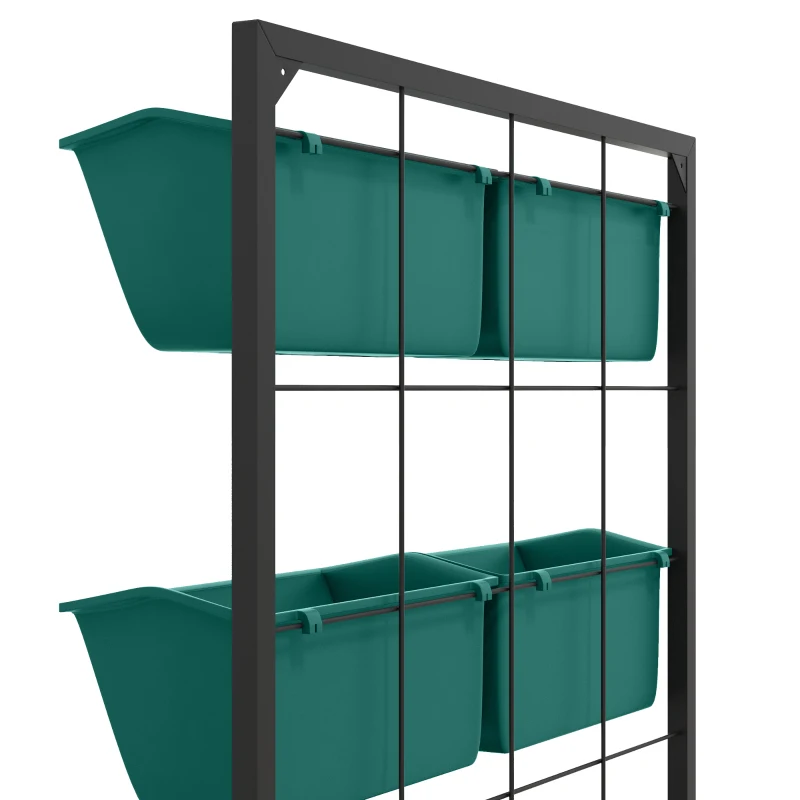 Outsunny 3-Tier Hanging Planter with 6 Pots for Indoor and Outdoor Use, Wall Planter, Self Draining & Wall Mounted, Green