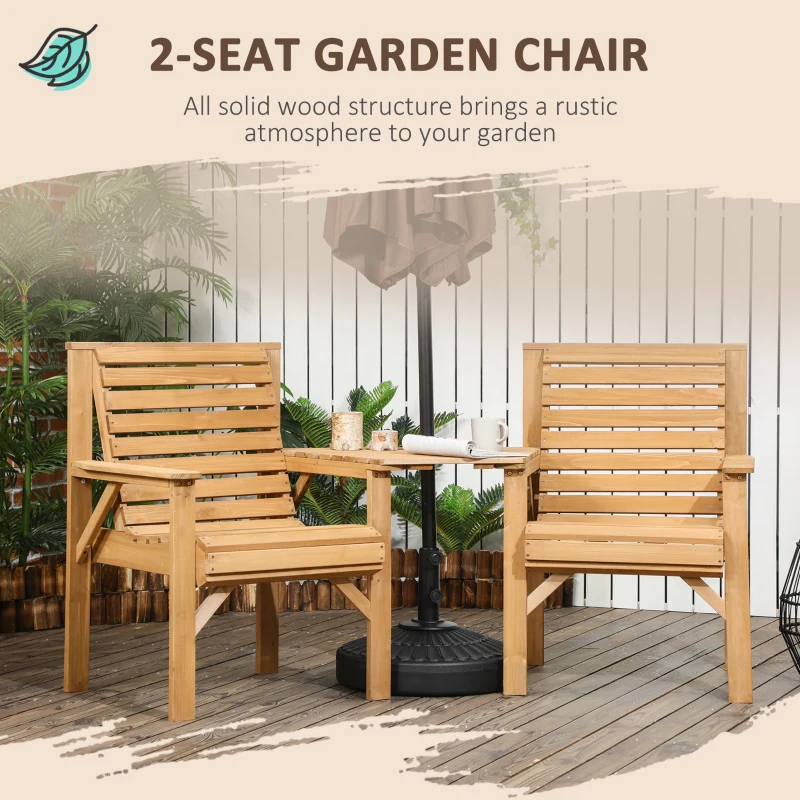 Outsunny 3Pcs Outdoor Bench Set for Backyard, Balcony, Light Brown